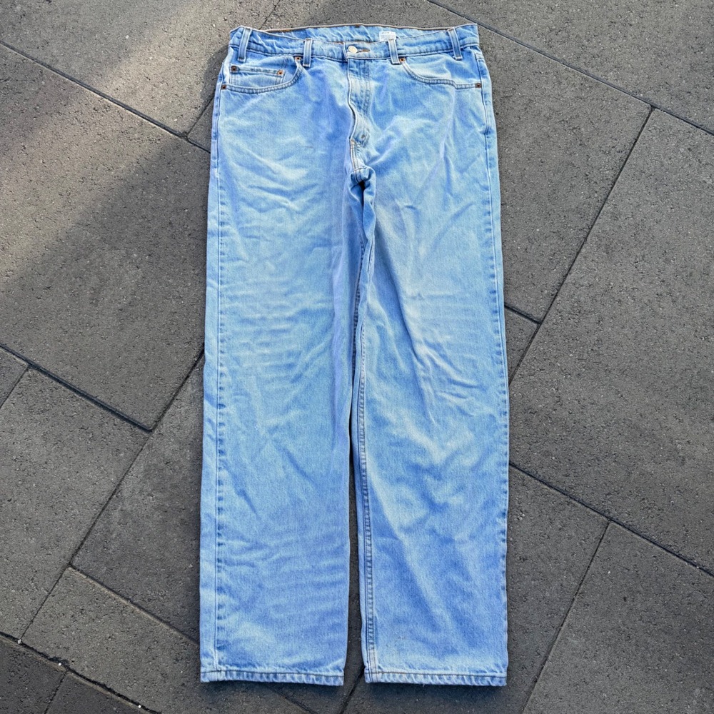 Levis 550 Relaxed Fit Light Wash Denim Jeans Mens 36x32 Fits 34x30 Vintage Blue